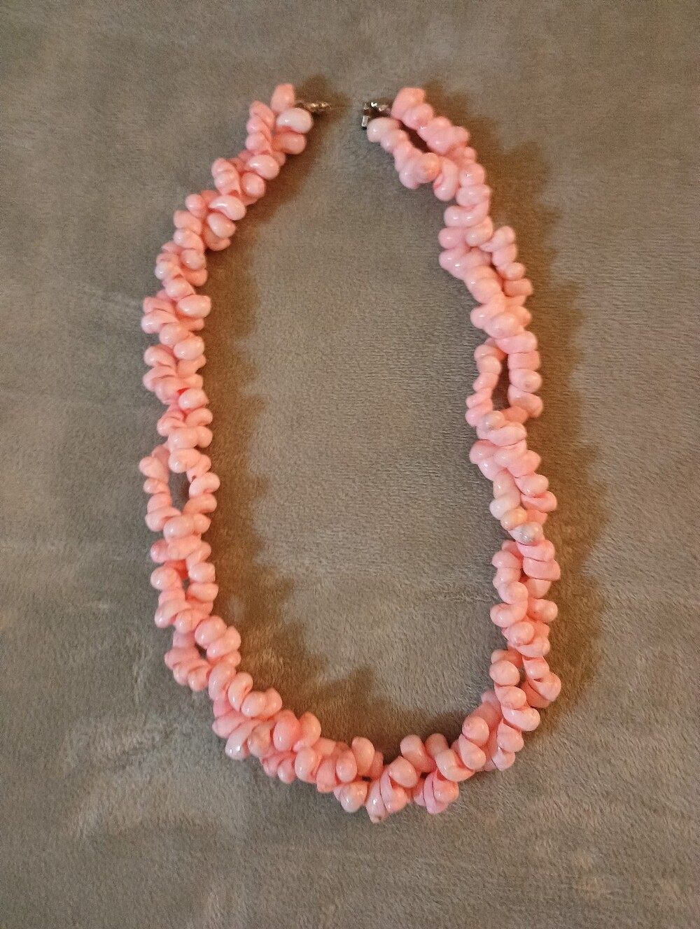 Pink Beaded Shell Cluster Necklace - 23"